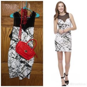 Mesh Paint Splatter Scuba Dress Sz 1X